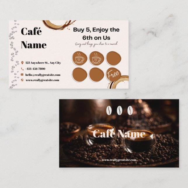 Cartão de Fidelidade Café Brown Beige (Frente/Verso)