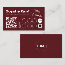 Cartão de Fidelidade Café Burgundy QR Punch