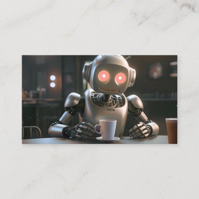 Cartão De Fidelidade café de bebendo robô (Frente)