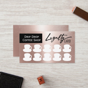Cartão De Fidelidade Café Dourado Rosa moderno Compre Café Café Caf