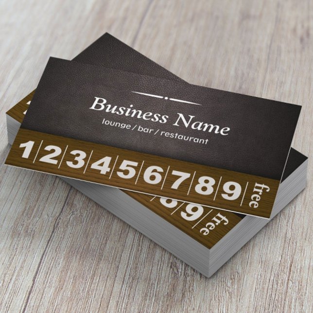 Cartão De Fidelidade Café Lounge Bar Couro e Lança de Madeira (Criador carregado)