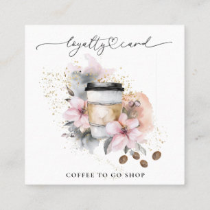 Cartão De Fidelidade *~* Café Para Ir Para O Espresso QR Rewards Floral