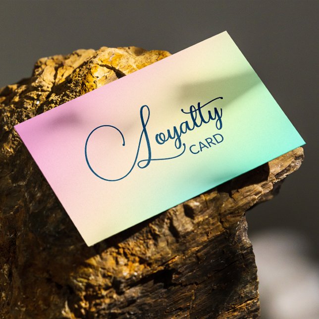 Cartão De Fidelidade Caligrafia Elegante de Pastel Holográfico (Pastel Holographic Elegant Script Calligraphy Loyalty Card)