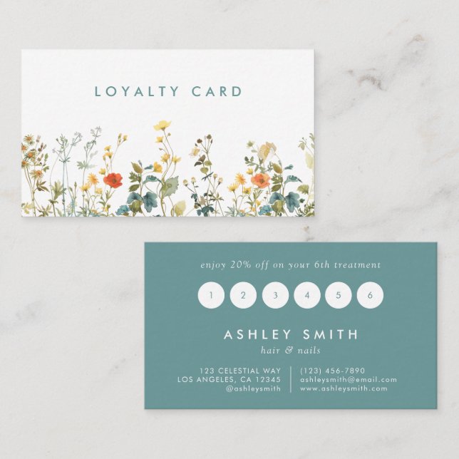 Cartão De Fidelidade Campo de flor selvagem legante (Frente/Verso)