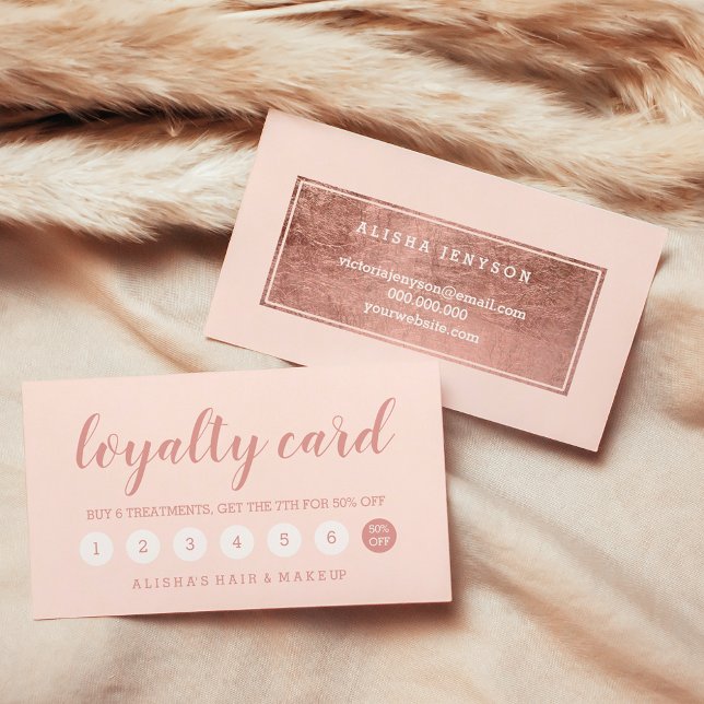 Cartão De Fidelidade Cartão-fidelidade cor-de-rosa para rosa chic (Chic rose gold typography blush pink loyalty card)