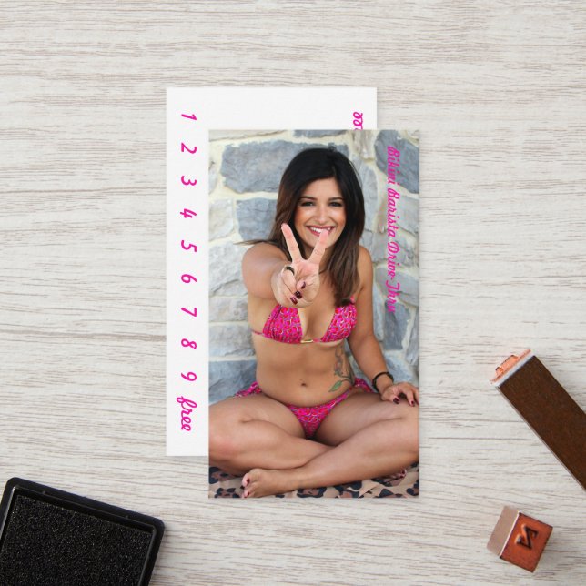 Cartão De Fidelidade Cartão-Lealdade Photo Bikini Café Drive-Thru (Frente/Verso In Situ)