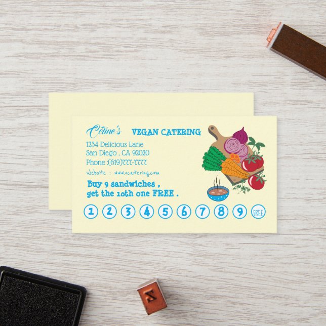 Cartão De Fidelidade Cartão-Lealdade Plana Vegan Eatery (Frente/Verso In Situ)
