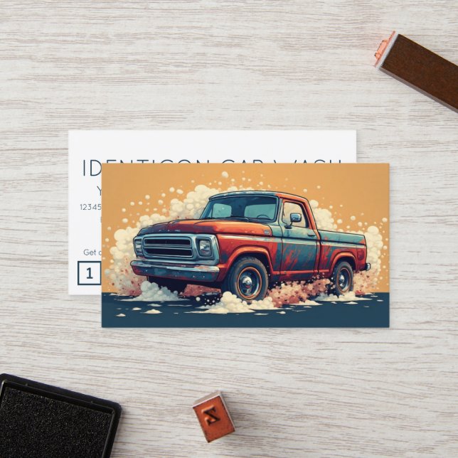 Cartão De Fidelidade CARWASH customer loyalty punch card (Frente/Verso In Situ)