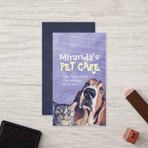 Cartão De Fidelidade Cat Dog Pet Care Almoçar Sentado Sentado