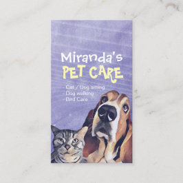 Cartão De Fidelidade Cat Dog Pet Care Almoçar Sentado Sentado