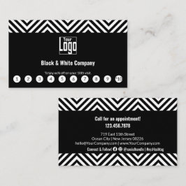 Cartão De Fidelidade Chamada de Mídia Social com Logotipo Preto e Branc
