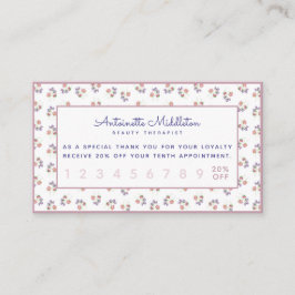 Cartão De Fidelidade Chic Boho Personalizado Rosa Lavanda Floral