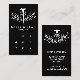 Cartão De Fidelidade Chic Elegante Black White Lily Line DraOM PERSONAL