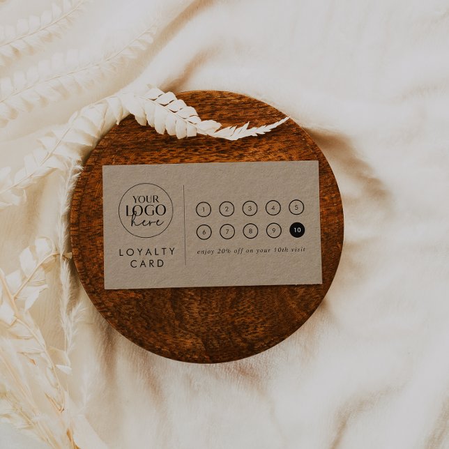 Cartão De Fidelidade Chic Kraft Paper Logotipo Comercial Recompensa 10  (Criador carregado)