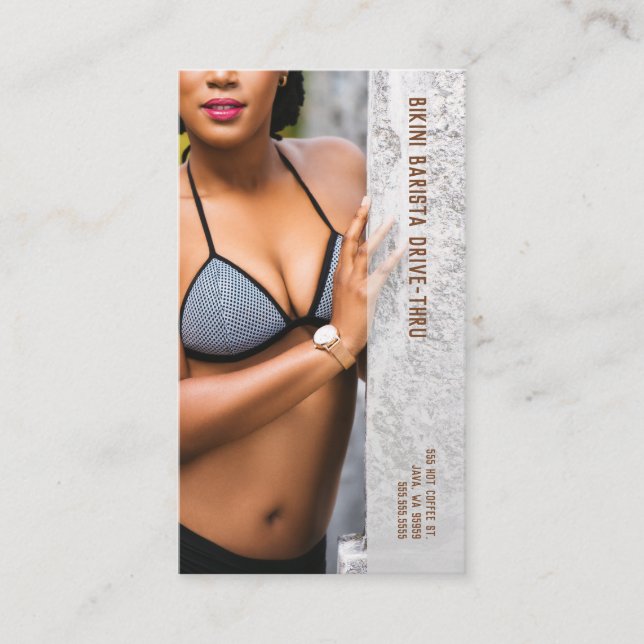 Cartão De Fidelidade Cinza Fotográfica Bikini Barista Drive-Thru Café (Frente)