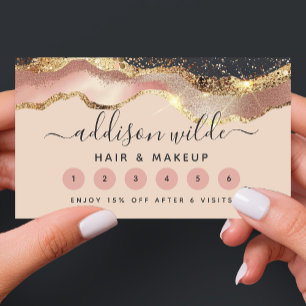 Cartão De Fidelidade Cinza Rosa Esbranquiçada E Script Moderno Elegante