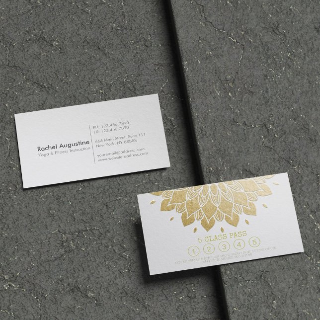 Cartão De Fidelidade Classe Yoga Pass White Dourado Emboscada Mandala F (Criador carregado)