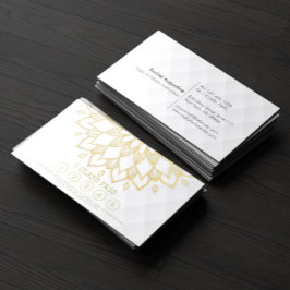 Cartão De Fidelidade Classe Yoga Passe Dourada Mandala Floral White Cou