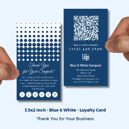 Cartão De Fidelidade Classic Blue & White with Logo Thank You Punch