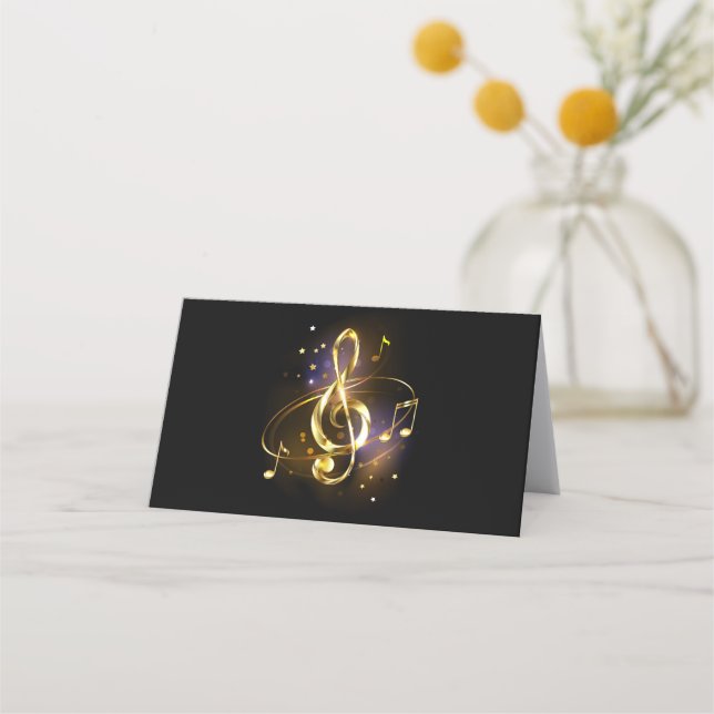 Cartão De Fidelidade Clave de Sol Musical de Ouro (Frente)