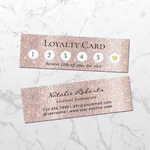 Cartão De Fidelidade Cliente Laser de Rosa Dourado com 6 Punch 