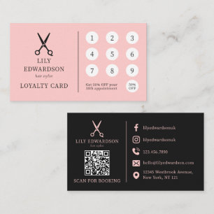 Cartão De Fidelidade Código QR do logotipo das tesouras de cabeleireiro