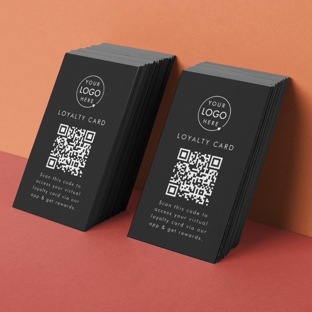 Cartão De Fidelidade Código QR virtual recompensa Logotipo comercial Di (Professional loyalty card template with interactive QR code for small business customer retention.)