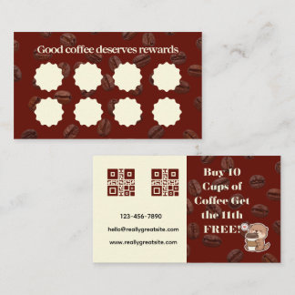 Cartão De Fidelidade Coffee Loyalty Card - Buy 10 Get 1 Free Rewards