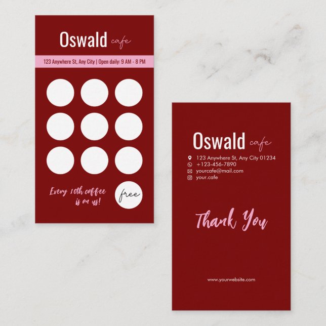 Cartão De Fidelidade Coffee Shop Loyalty Reward Card Stamp Card (Frente/Verso)