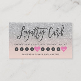 Cartão De Fidelidade Composição do script ombre glitter prateado rosa10