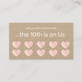 Cartão De Fidelidade Coração Rosa-Brilhante 10 Salão de Punch Lealdade