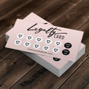 Cartão De Fidelidade Corações Cor-de-rosa-claro Bela Salão Spa Lealdade
