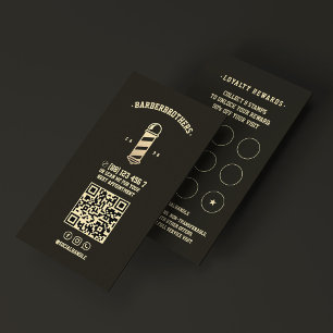 Cartão De Fidelidade Corte de Cabelo Clássico Preto da Barber Pole Barb