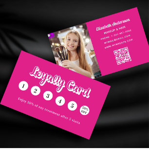 Cartão De Fidelidade Criação de fotos de código qr branco rosa-quente