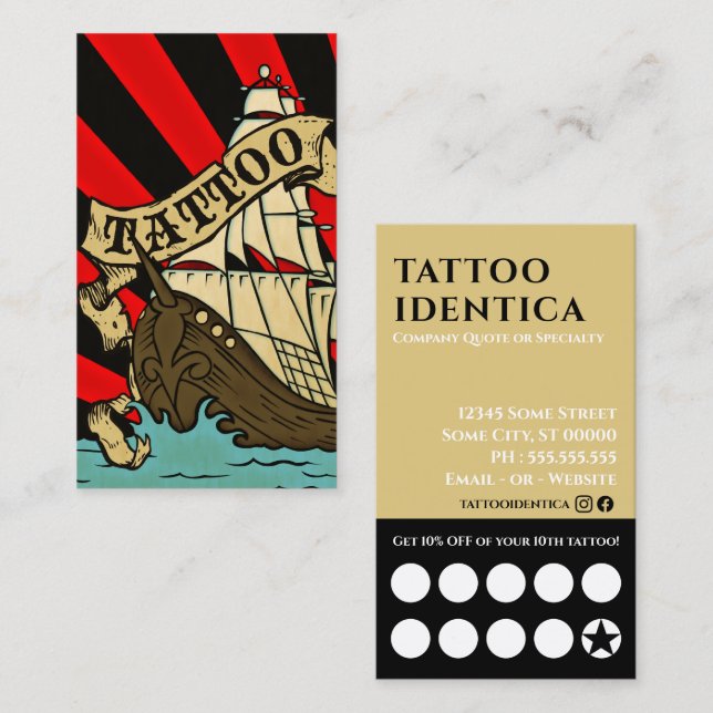 Cartão De Fidelidade cupão de tatuagem personalizável (Frente/Verso)