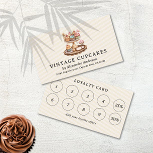 Cartão De Fidelidade Cupcakes de vindima Compro de pastelaria