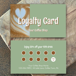Cartão De Fidelidade Custom Modern Eucalyptus Coffee Cafe Customer