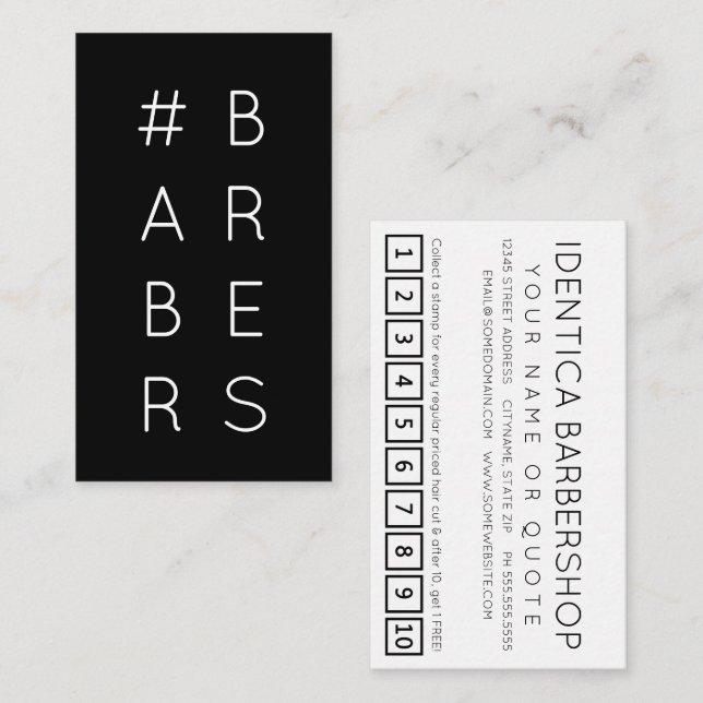 Cartão de fidelidade da hashtag #BARBERS (Frente/Verso)