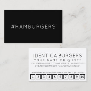 Cartão de fidelidade da hashtag #HAMBURGERS