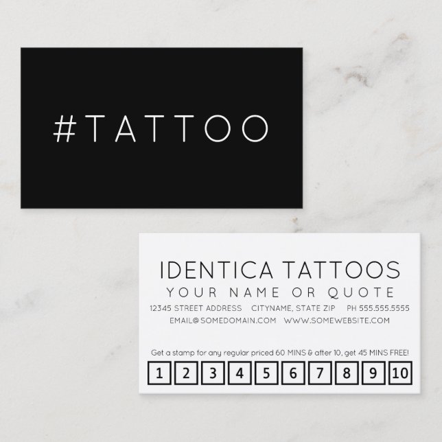 Cartão de fidelidade da hashtag #TATTOO (Frente/Verso)