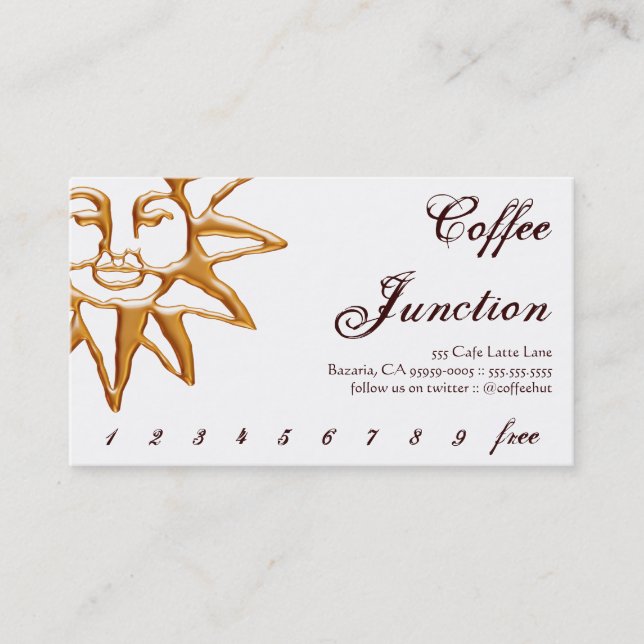 Cartão de Fidelidade de Bebida de Café Modern Sun (Frente)