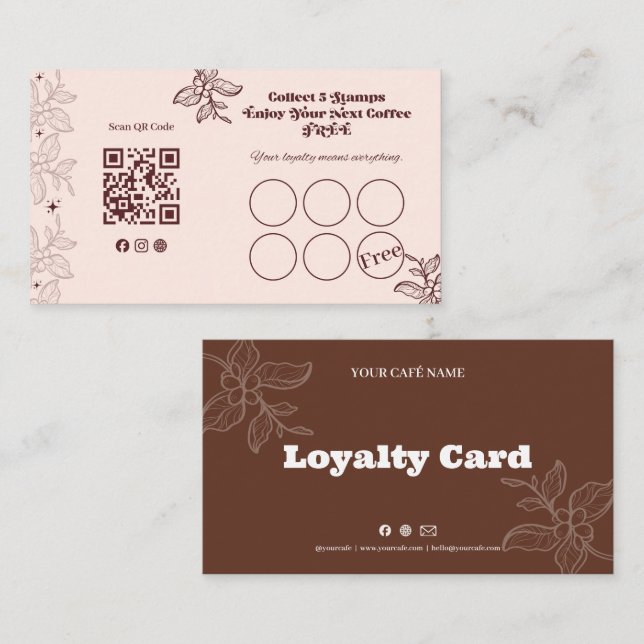 Cartão de Fidelidade de Café Boho (Frente/Verso)
