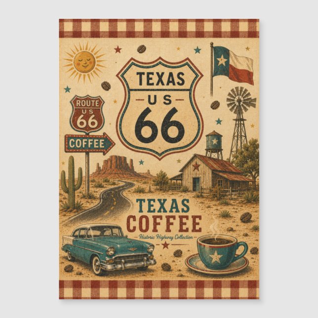 Cartão de Fidelidade de Café Texas Route 66 Estilo (Frente)