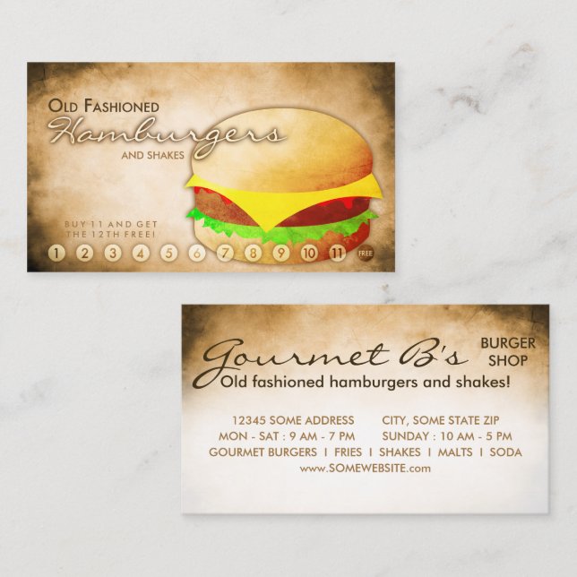 cartão de fidelidade de compro hamburger envelheci (Frente/Verso)
