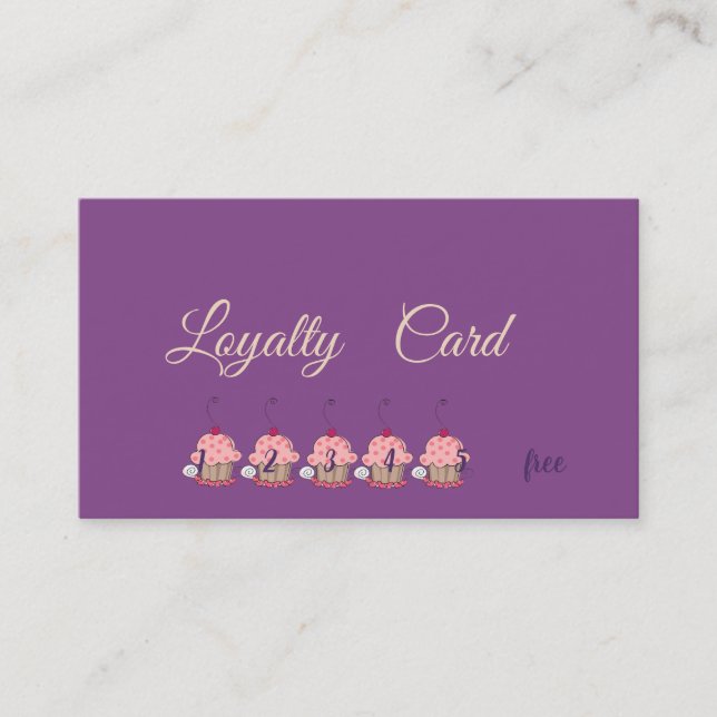 Cartão de Fidelidade de Cupcakes Elegantes Moderno (Frente)
