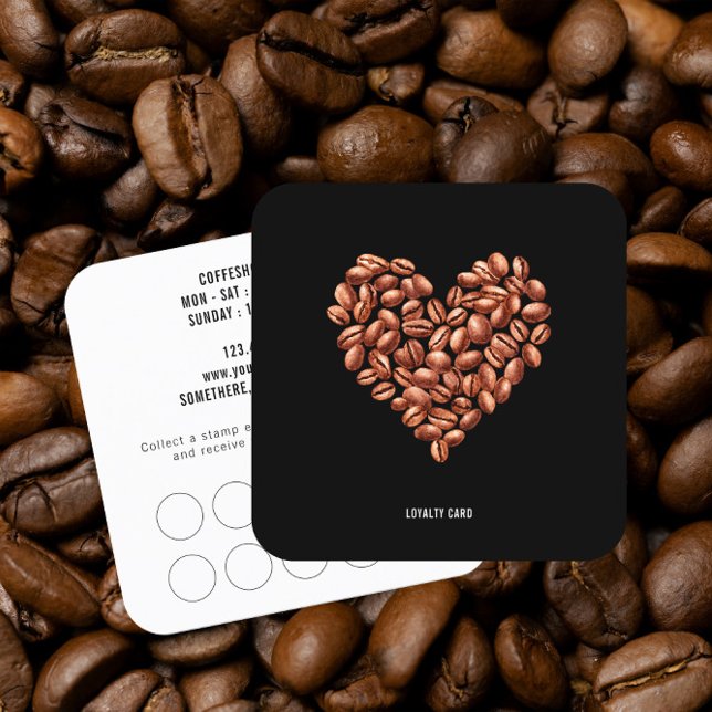 Cartão de Fidelidade de Grãos de Café da Cafeteria (Criador carregado)