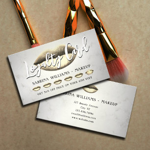 cartão de fidelidade de marble para lábios ouros