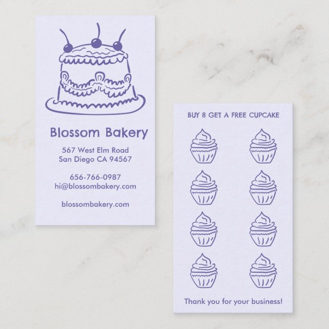 Cartão de Fidelidade de Padaria de Bolo Cupcake So (Frente/Verso)