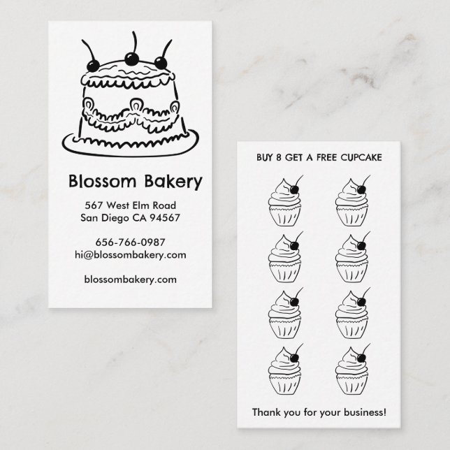 Cartão de Fidelidade de Padaria de Bolo Cupcake So (Frente/Verso)