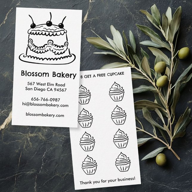 Cartão de Fidelidade de Padaria de Bolo Cupcake So (Cake Cupcake Bakery Dessert Catering Rewards Loyalty Card
)